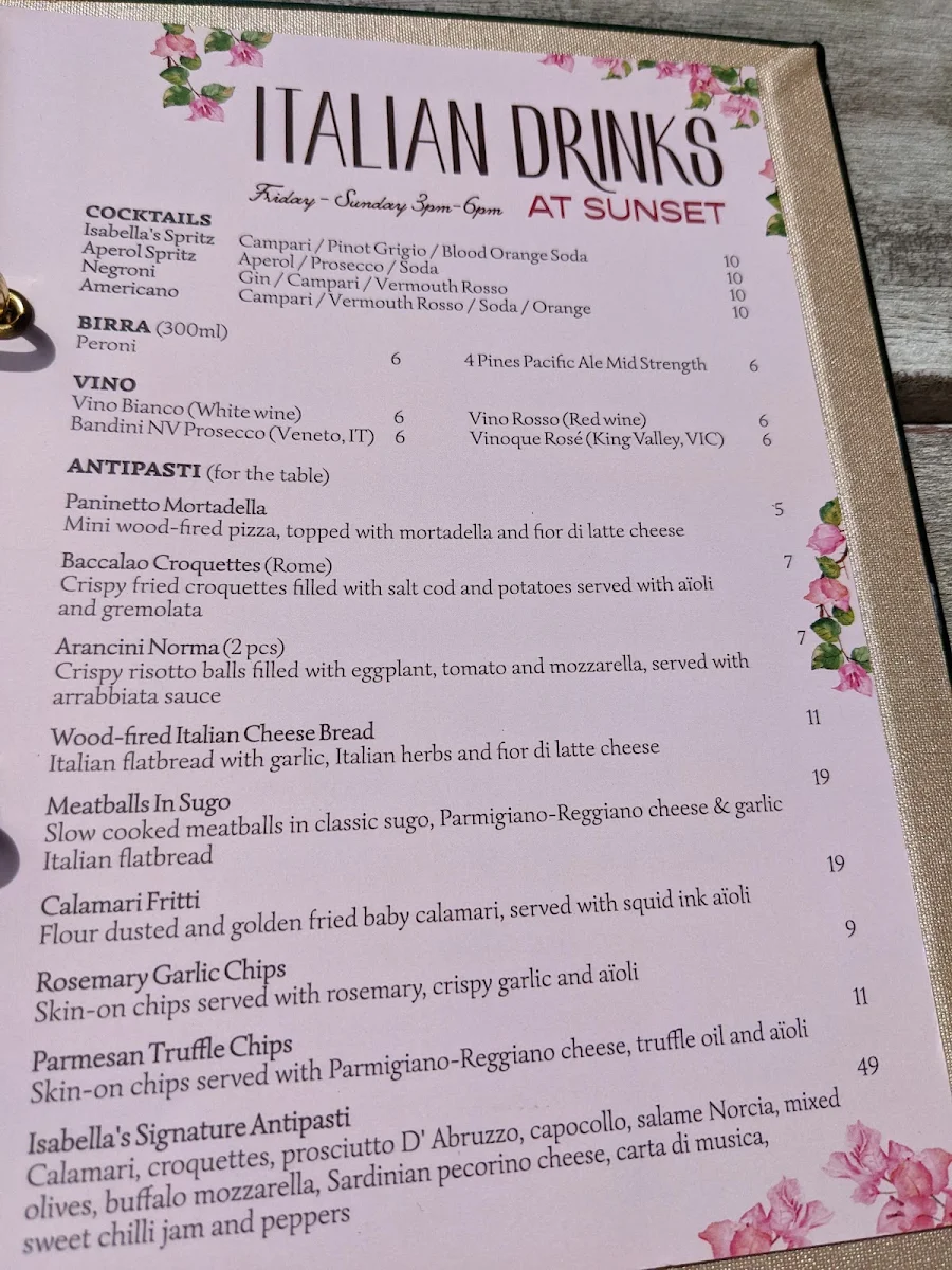 Menu, Italian Street Kitchen West End