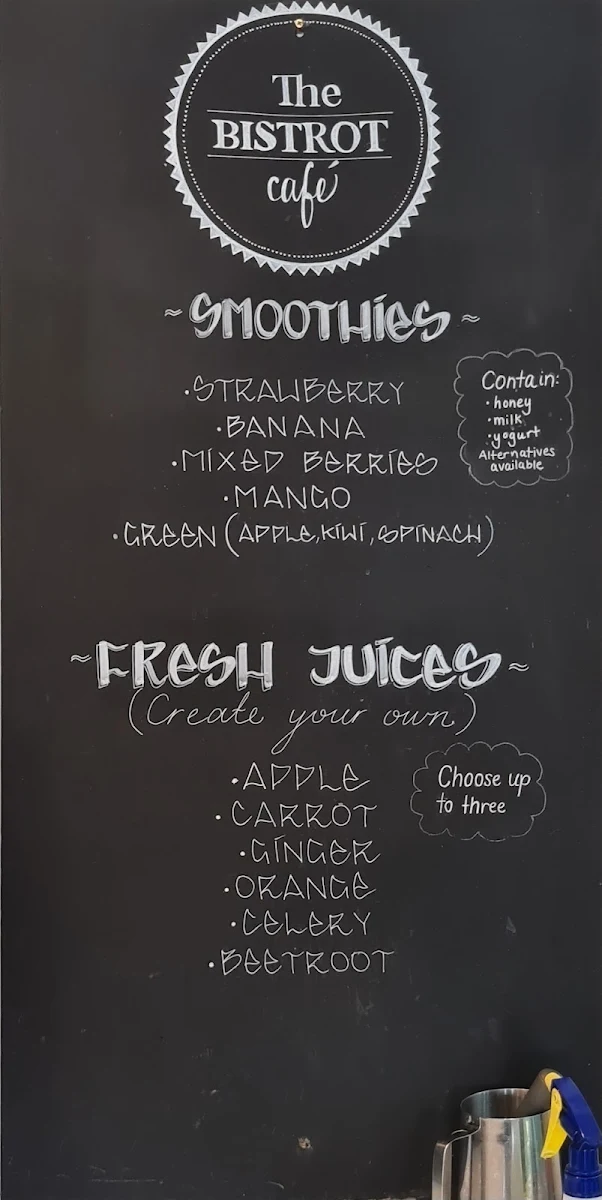Menu, Angie's Bistrot