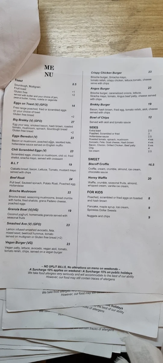 Menu, Sticks and Stones Cafe Torquay