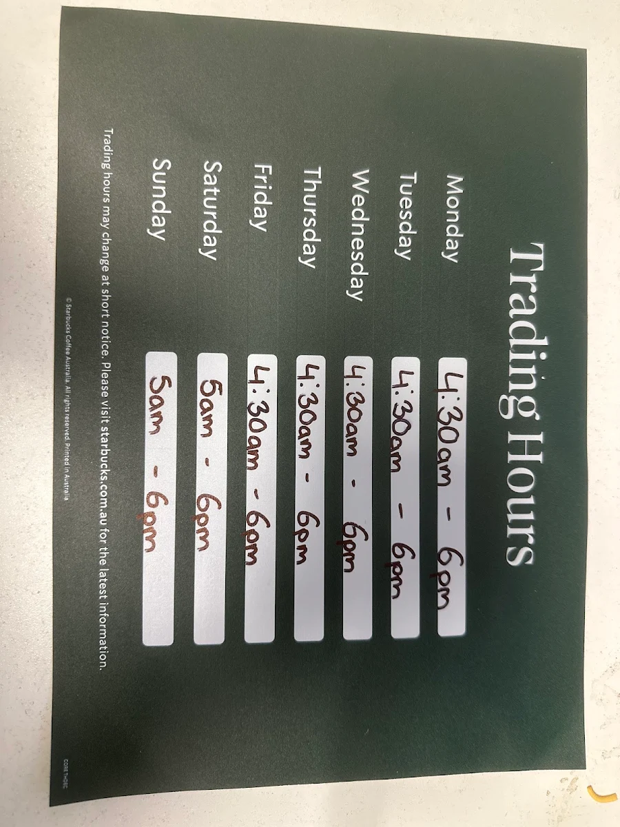 Menu, Starbucks Brendale