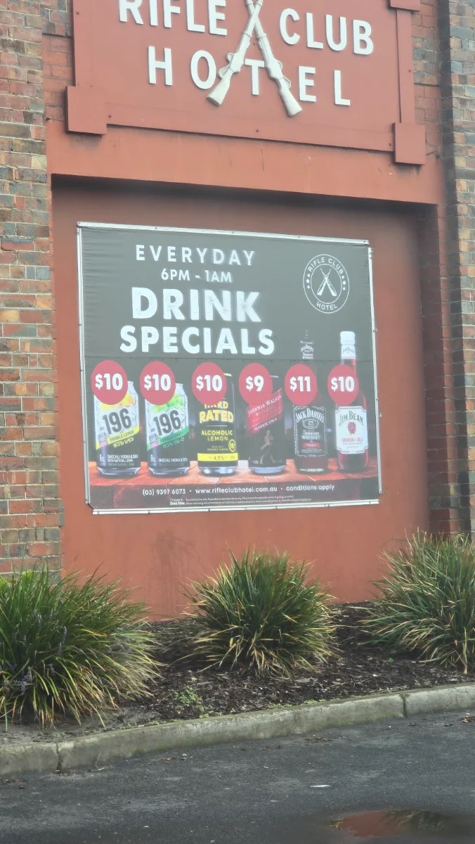 Menu, Rifle Club Hotel