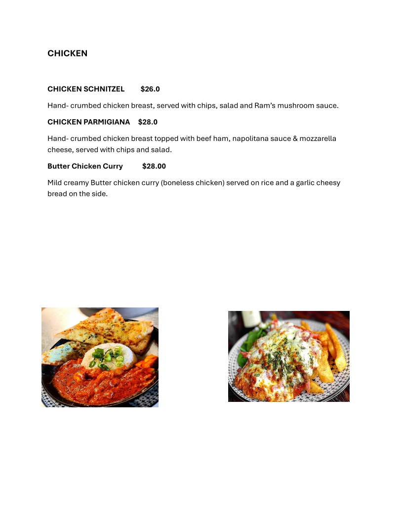 Menu, Rustic Ram Cafe and Restaurant