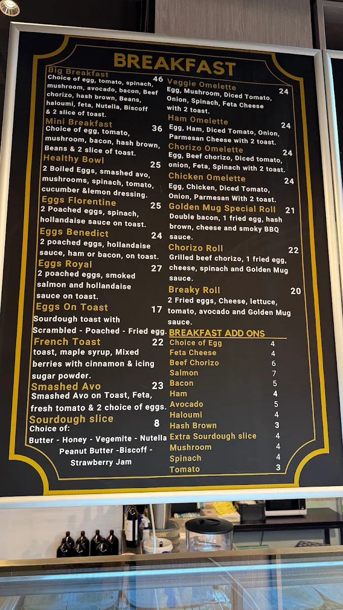 Menu, Golden Mug Cafe