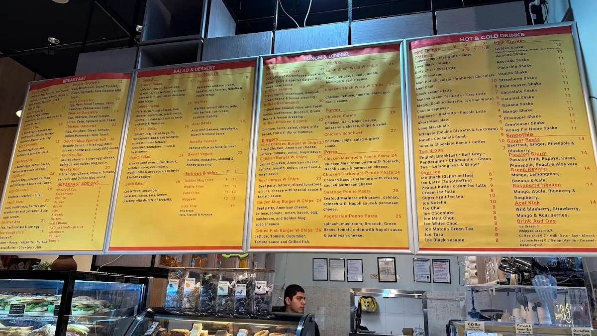 Menu, Golden Mug Cafe