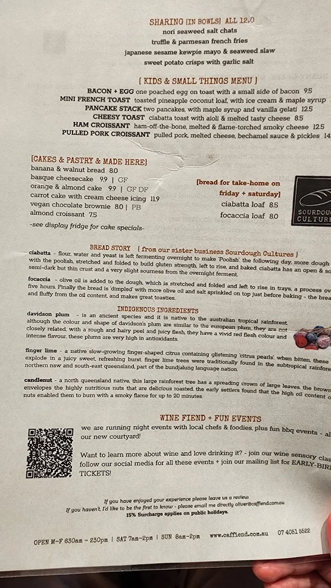 Menu, Caffiend