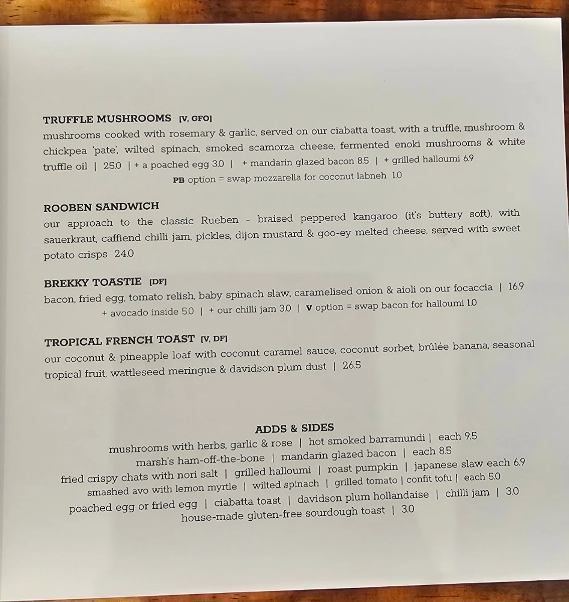 Menu, Caffiend