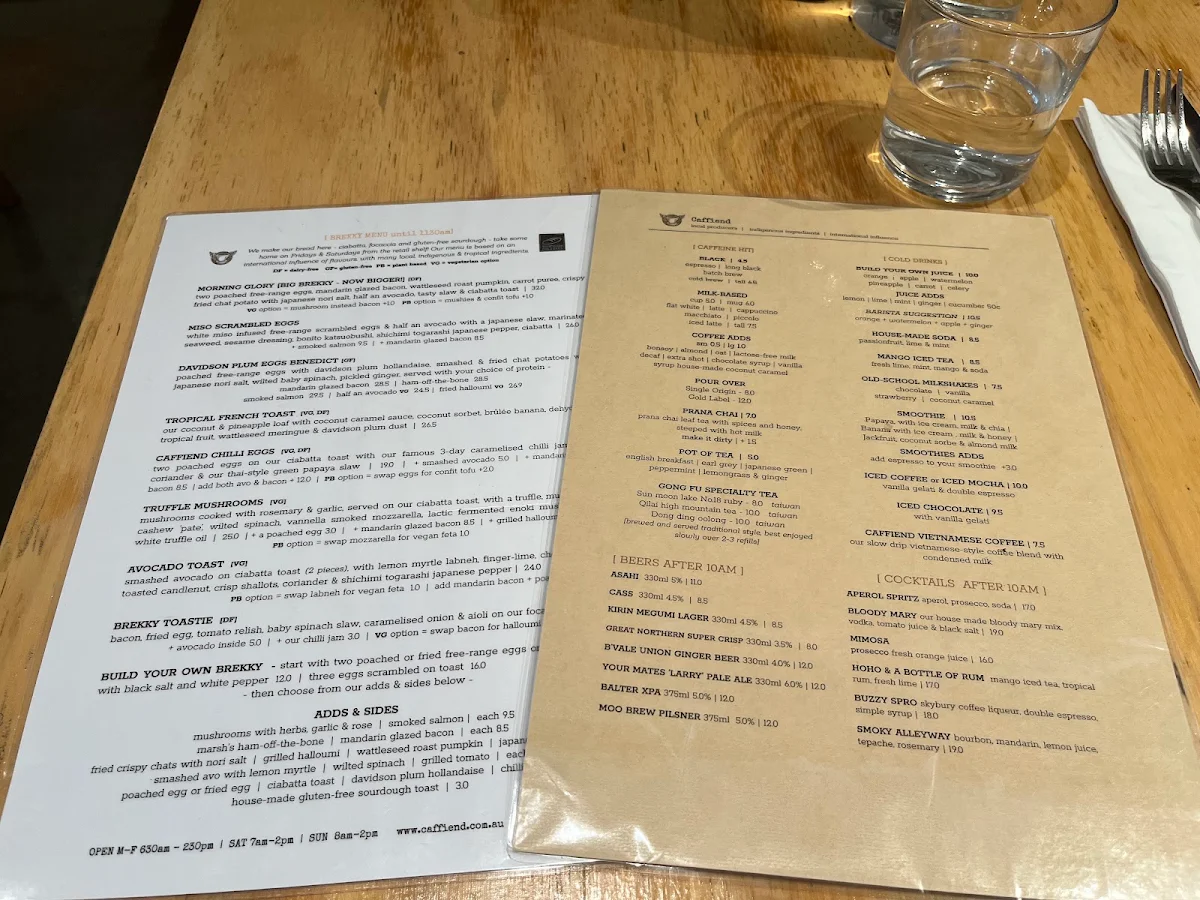 Menu, Caffiend