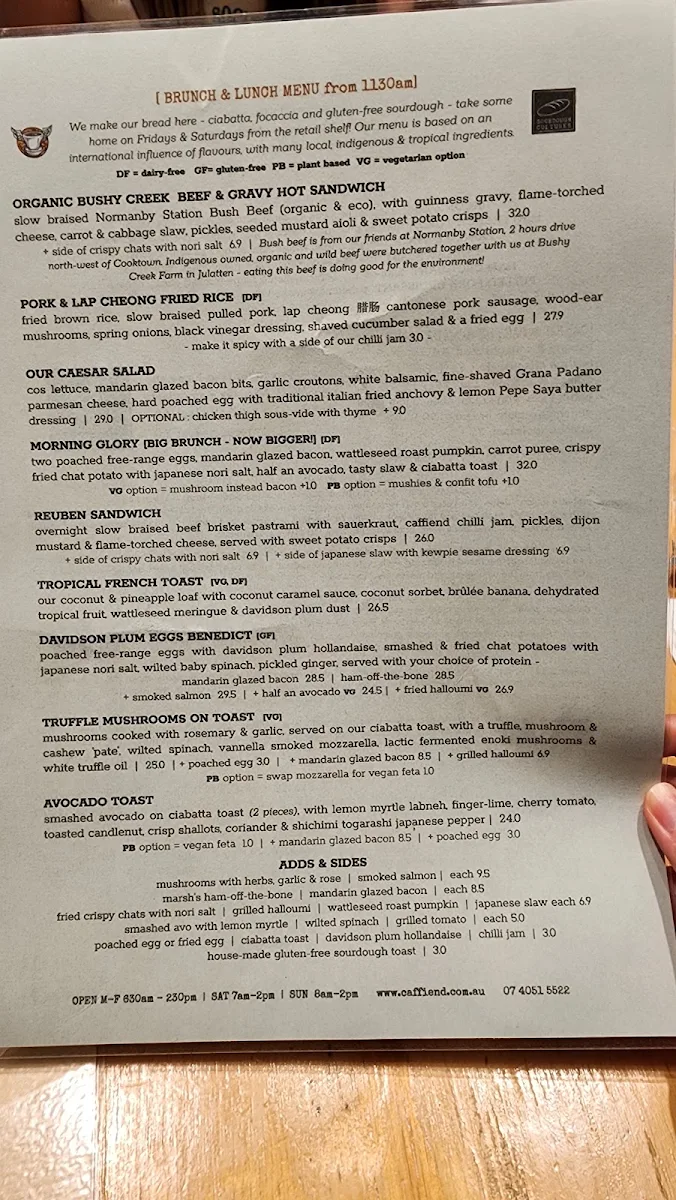 Menu, Caffiend