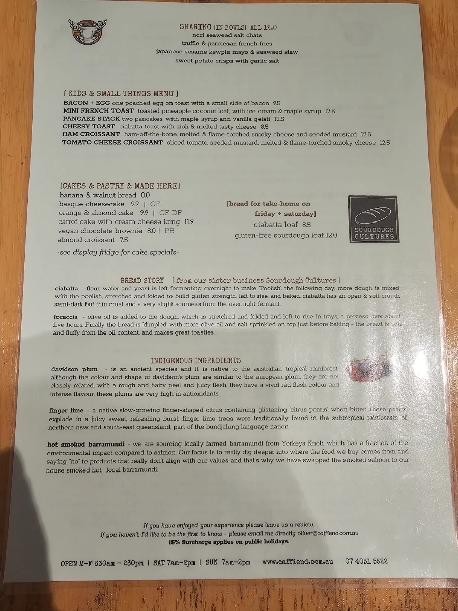 Menu, Caffiend