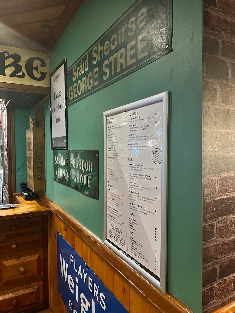 Menu, Irish Murphy's