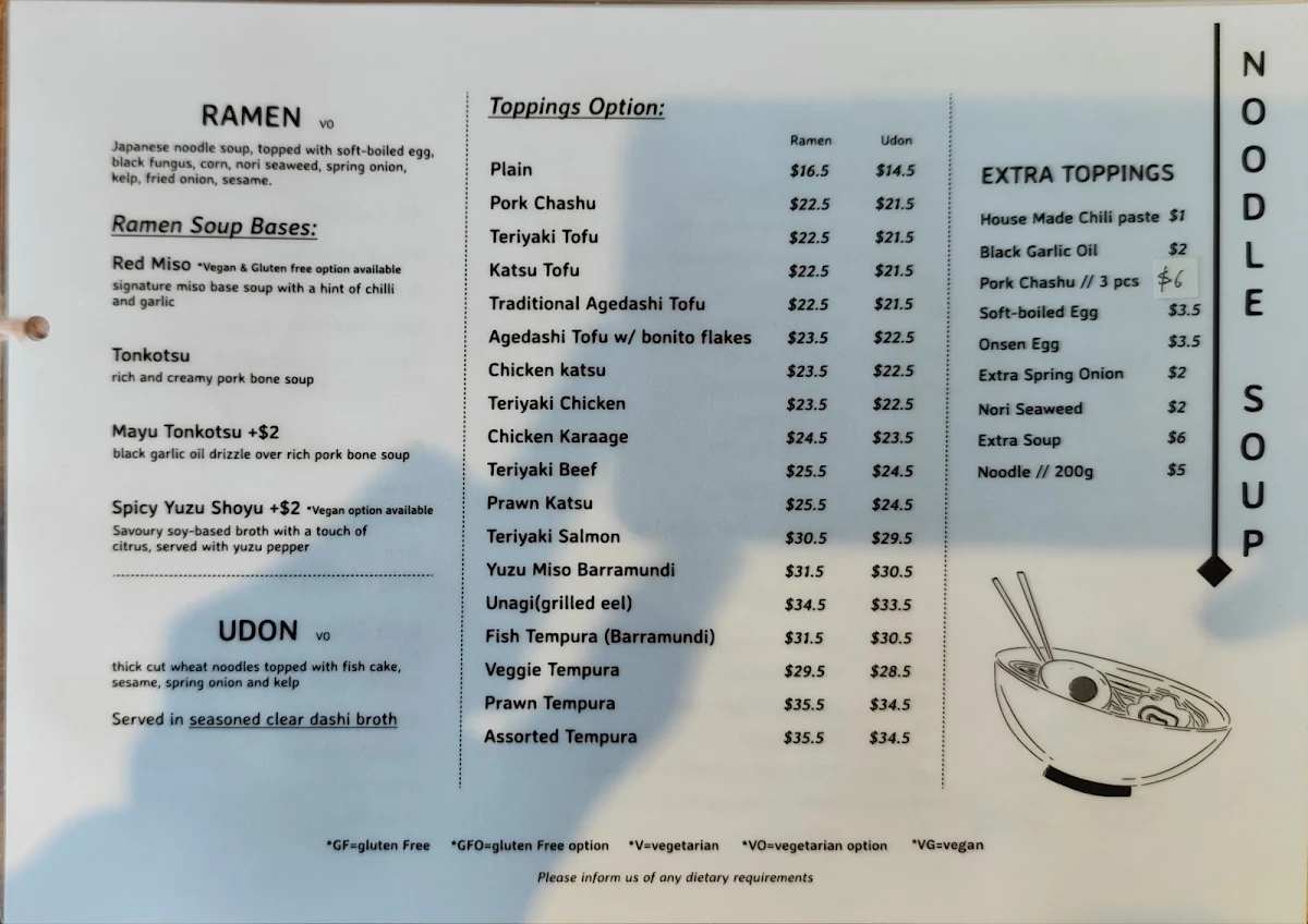 Menu, Mucha Kitchen Japanese Restaurant & Café
