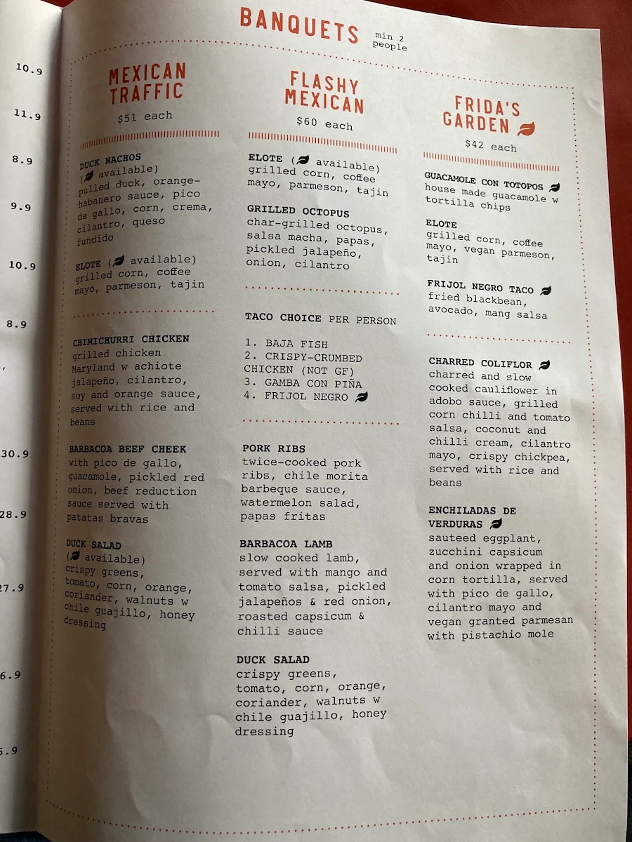 Menu, Mexican Society