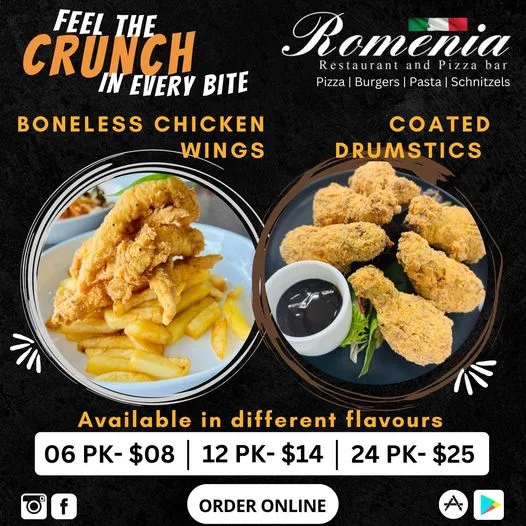 Menu, Romenia Restaurant and Pizza Bar