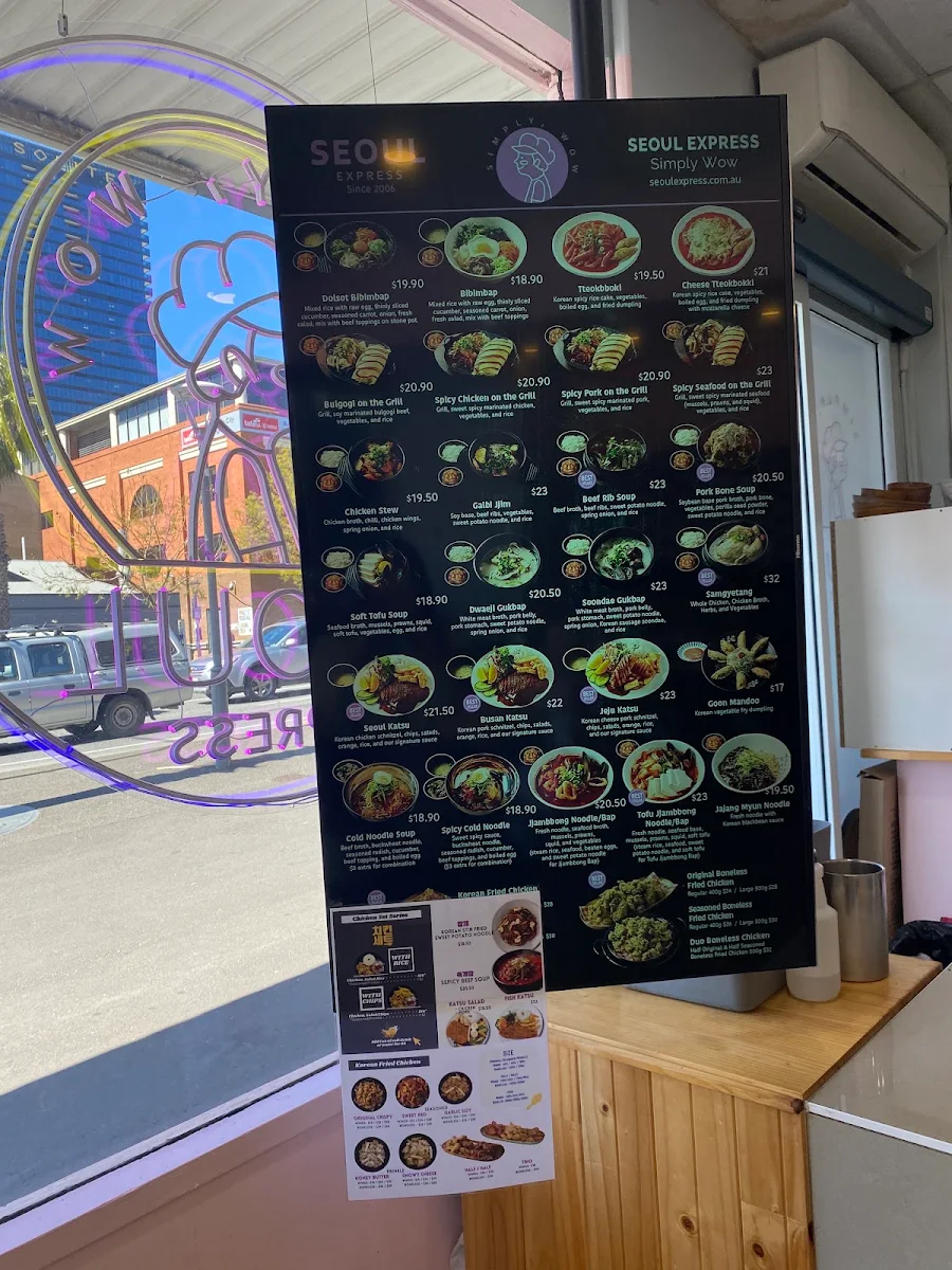 Menu, Seoul Express Hindley