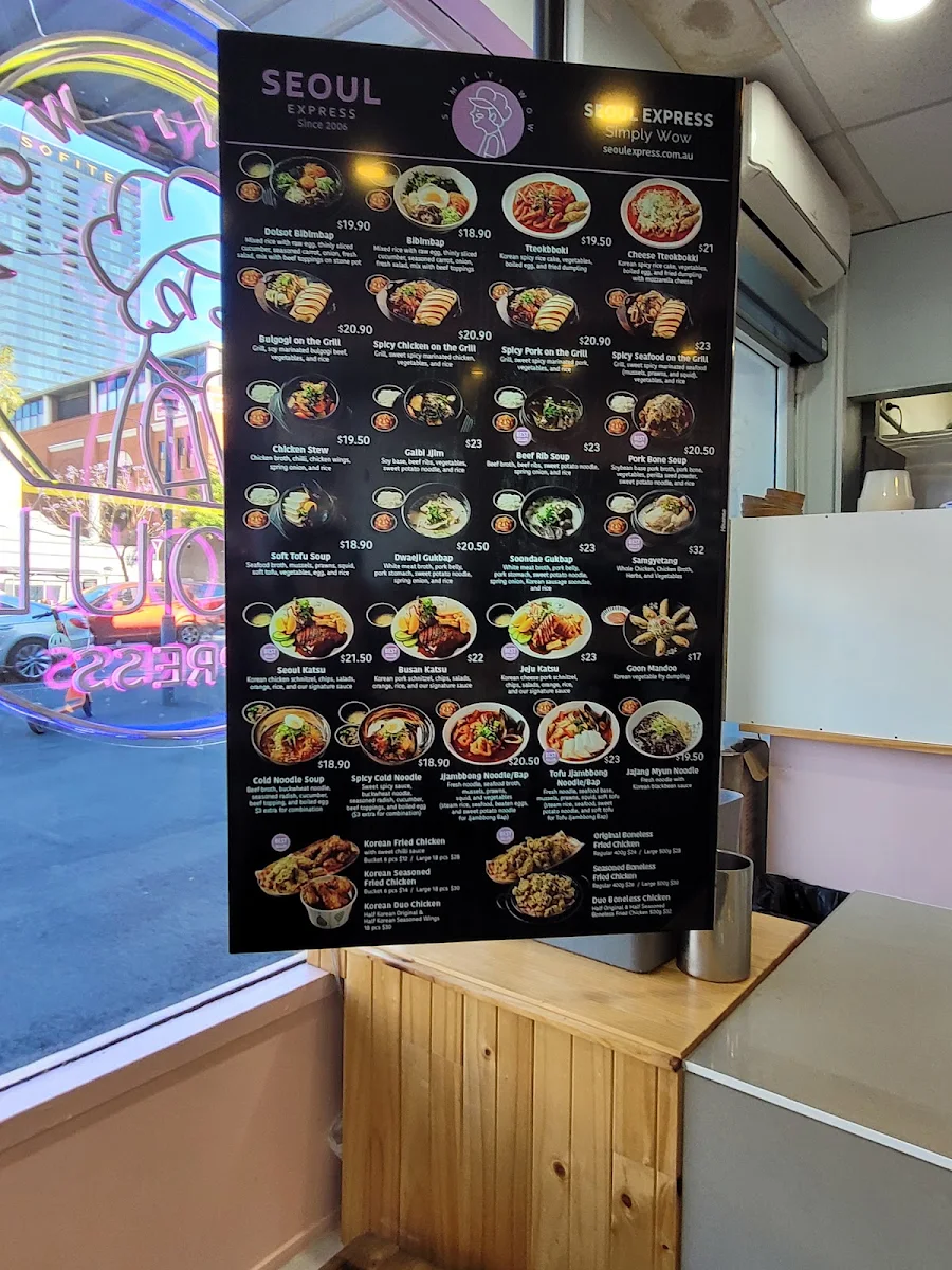 Menu, Seoul Express Hindley