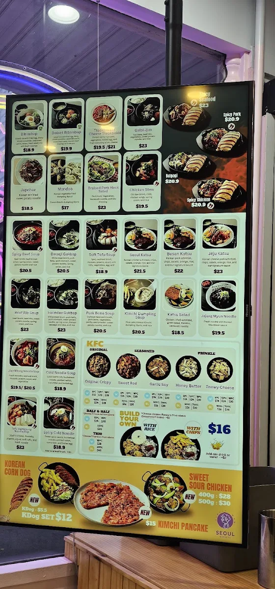 Menu, Seoul Express Hindley