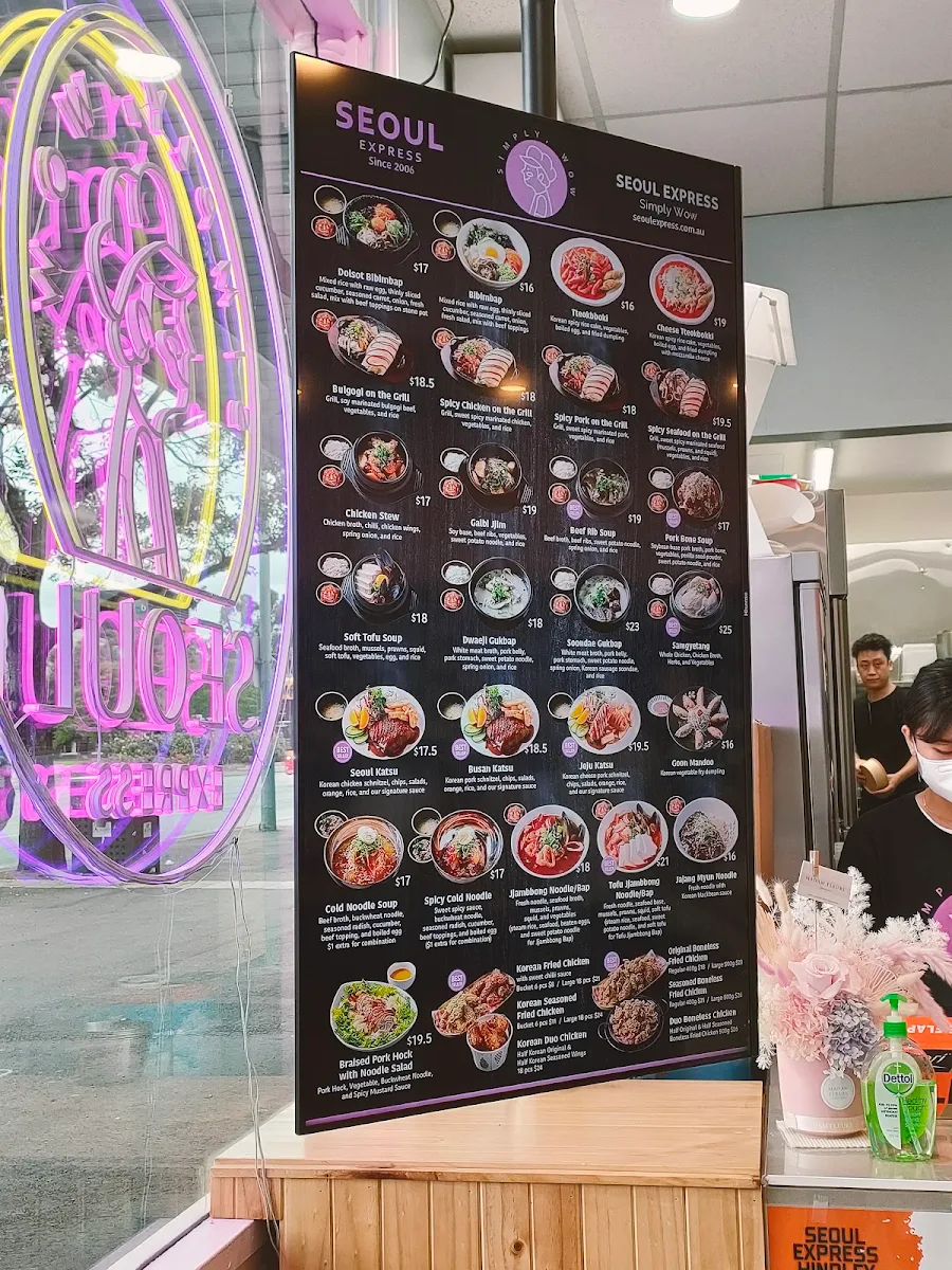 Menu, Seoul Express Hindley