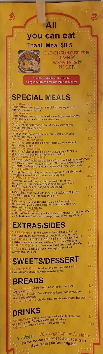 Menu, Om Vegetarian