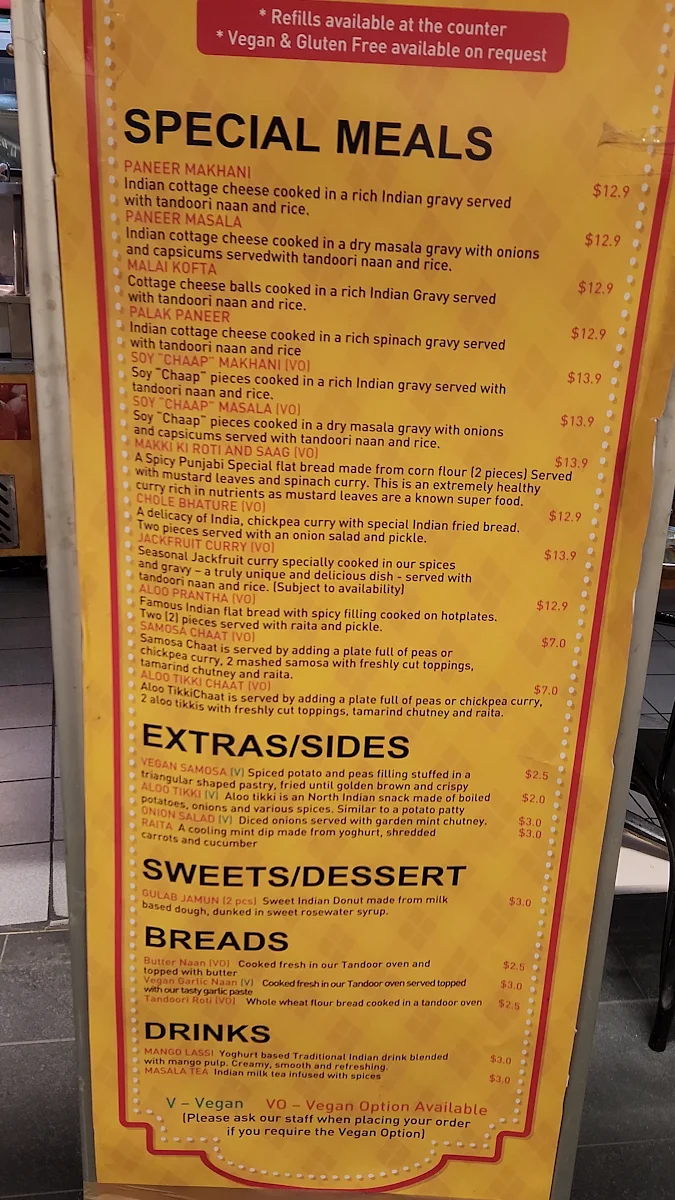 Menu, Om Vegetarian
