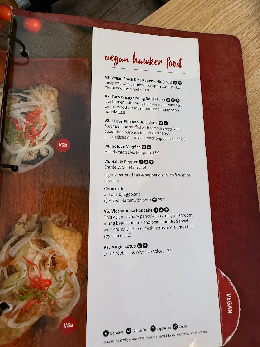 Menu, I Love Pho