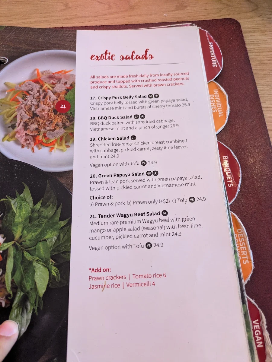 Menu, I Love Pho