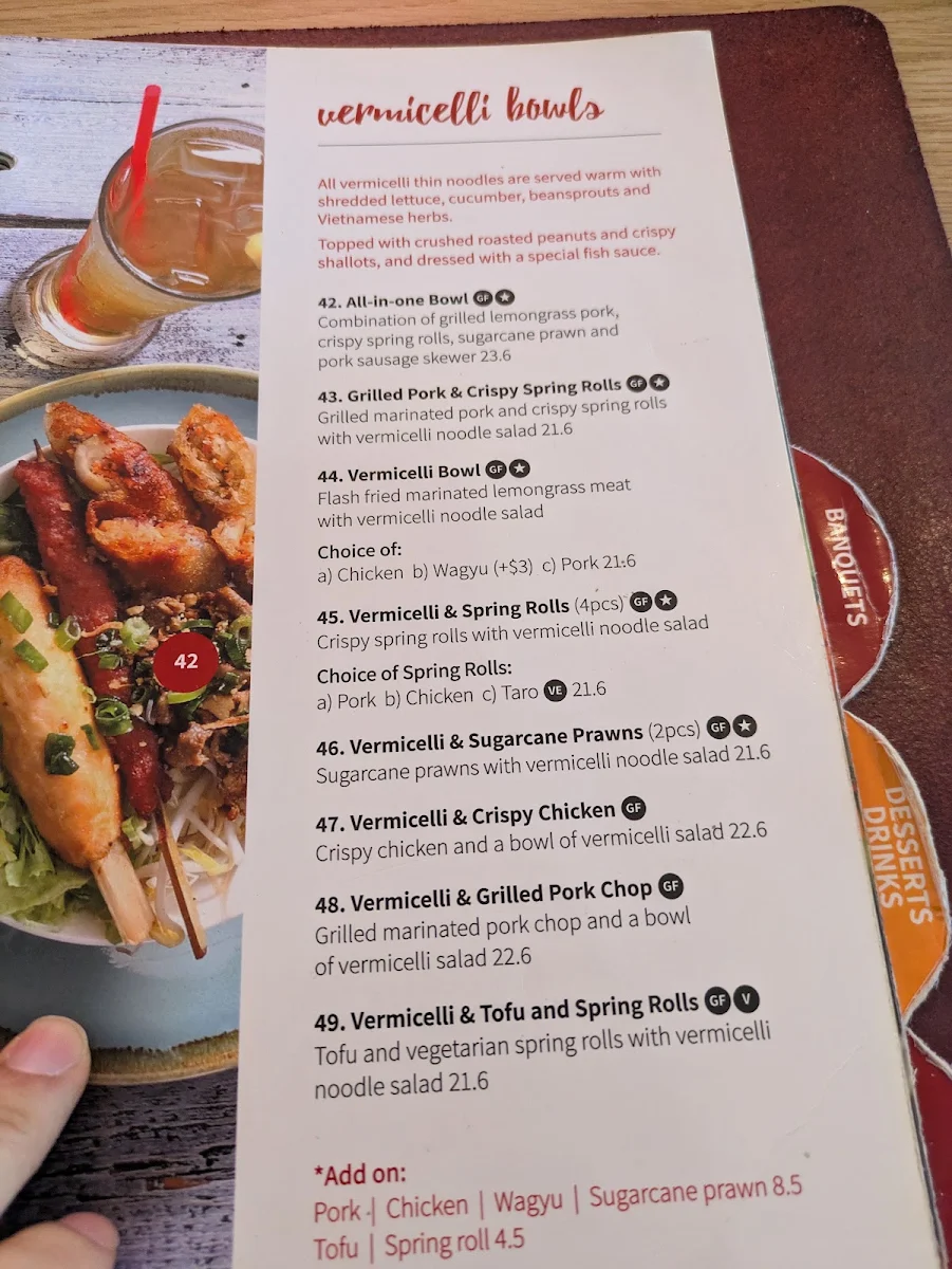 Menu, I Love Pho
