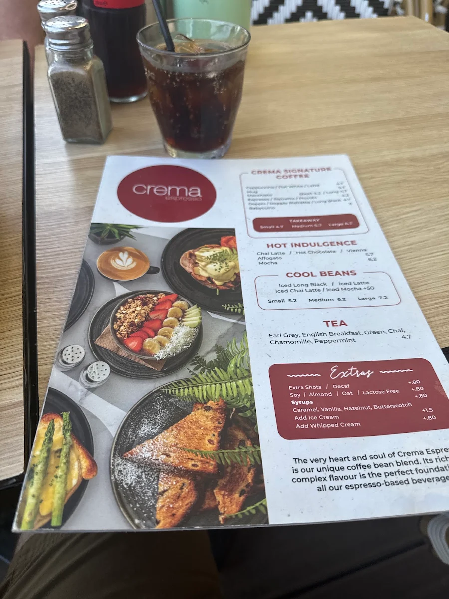 Menu, Crema Espresso