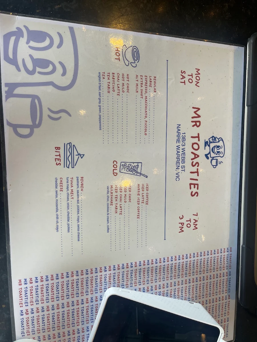 Menu, Mr Toasties