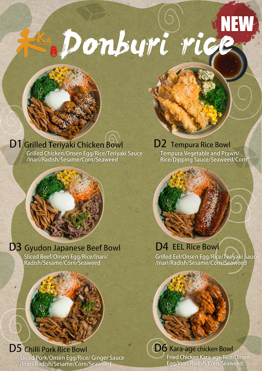 Menu, Ka Sushi Ramen