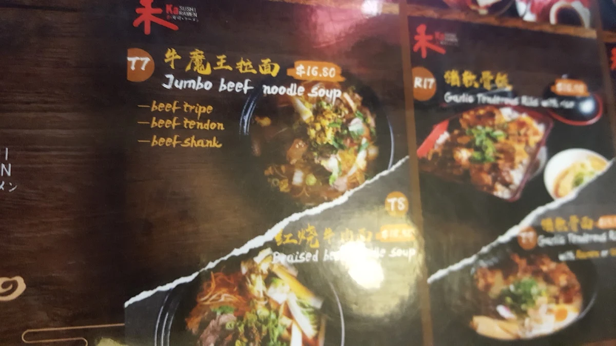 Menu, Ka Sushi Ramen