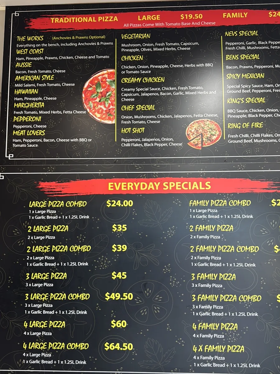 Menu, Aveley Pizza And Kebab House