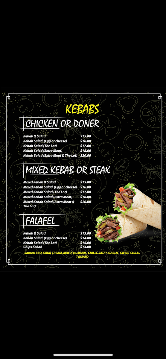 Menu, Aveley Pizza And Kebab House