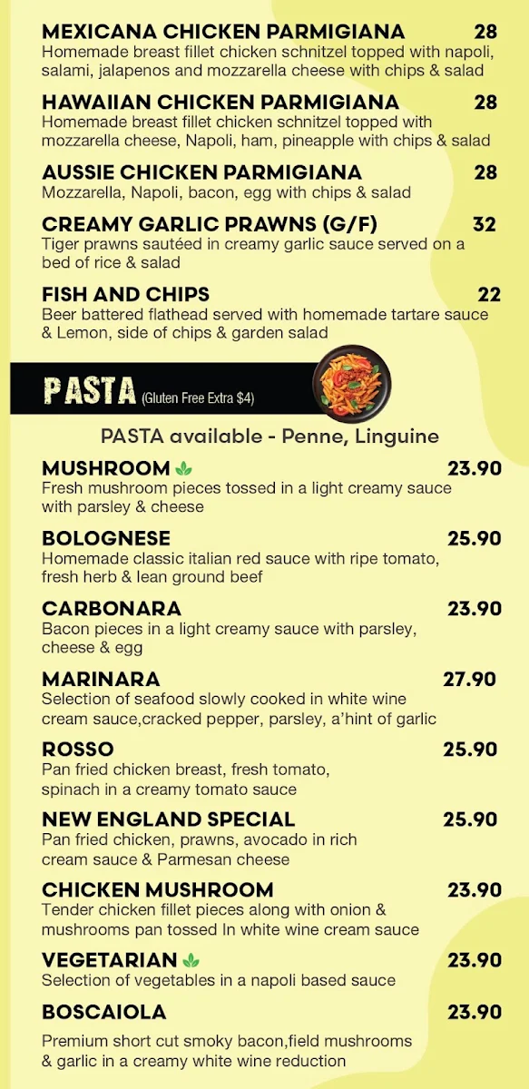 Menu, New England Pizza & More