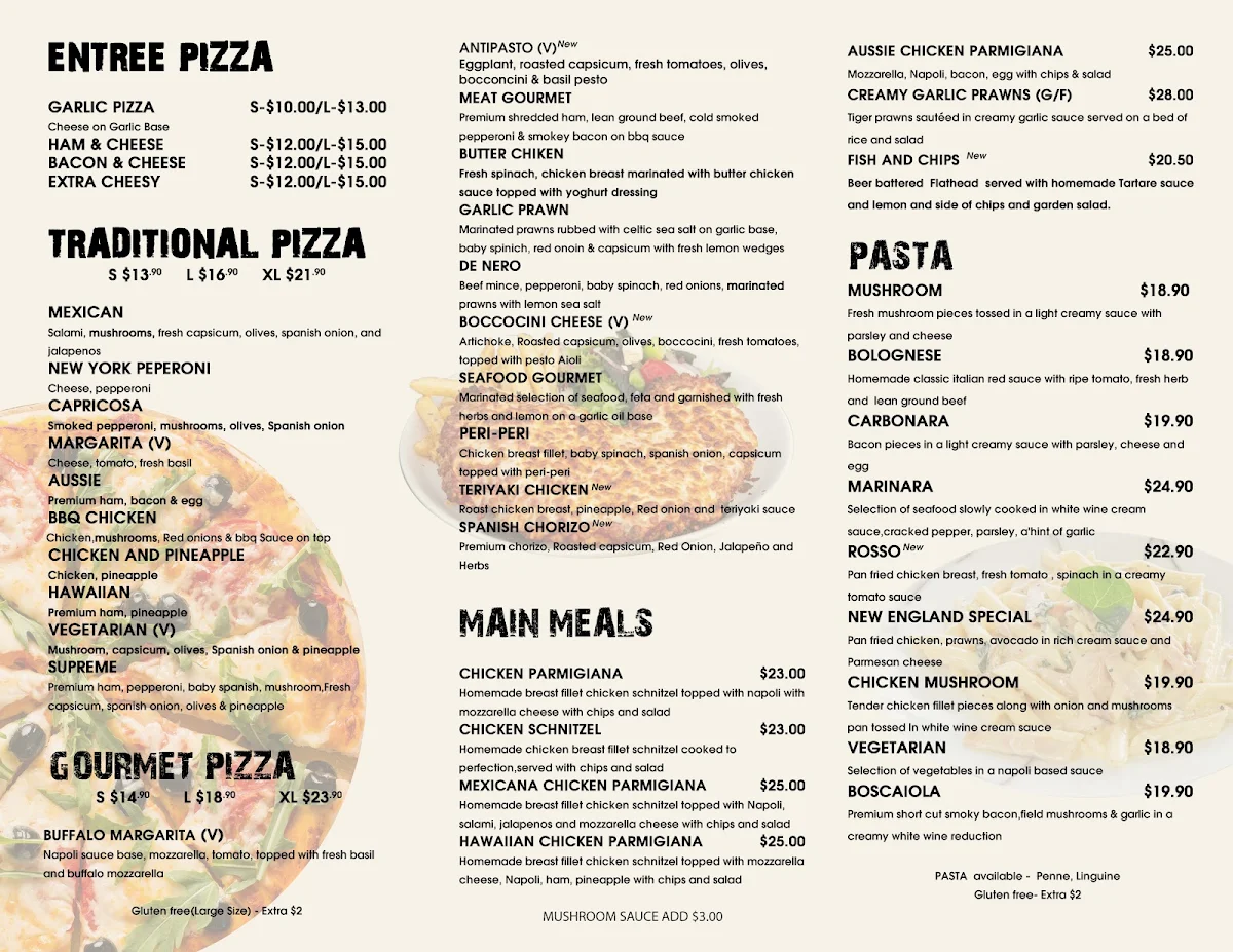 Menu, New England Pizza & More