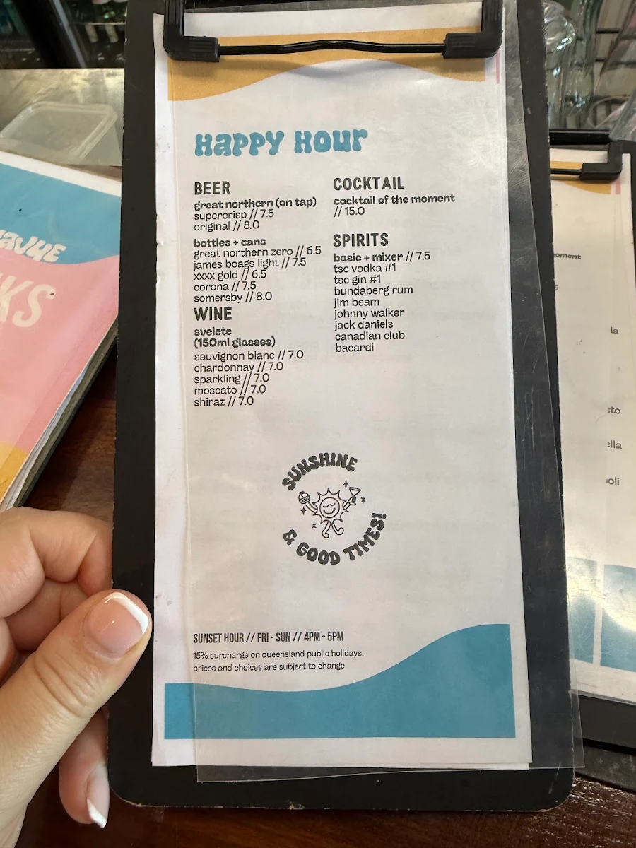 Menu, Aquavue Beachfront Bar & Eatery
