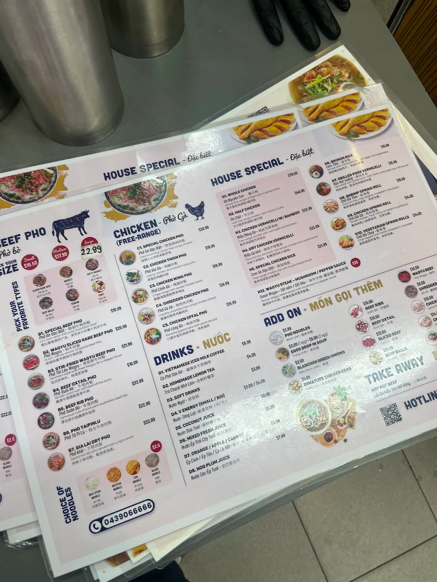 Menu, Mr. Pho