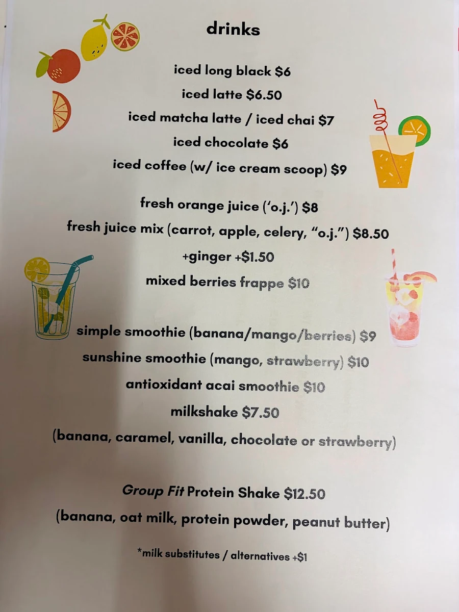 Menu, little oak cafe