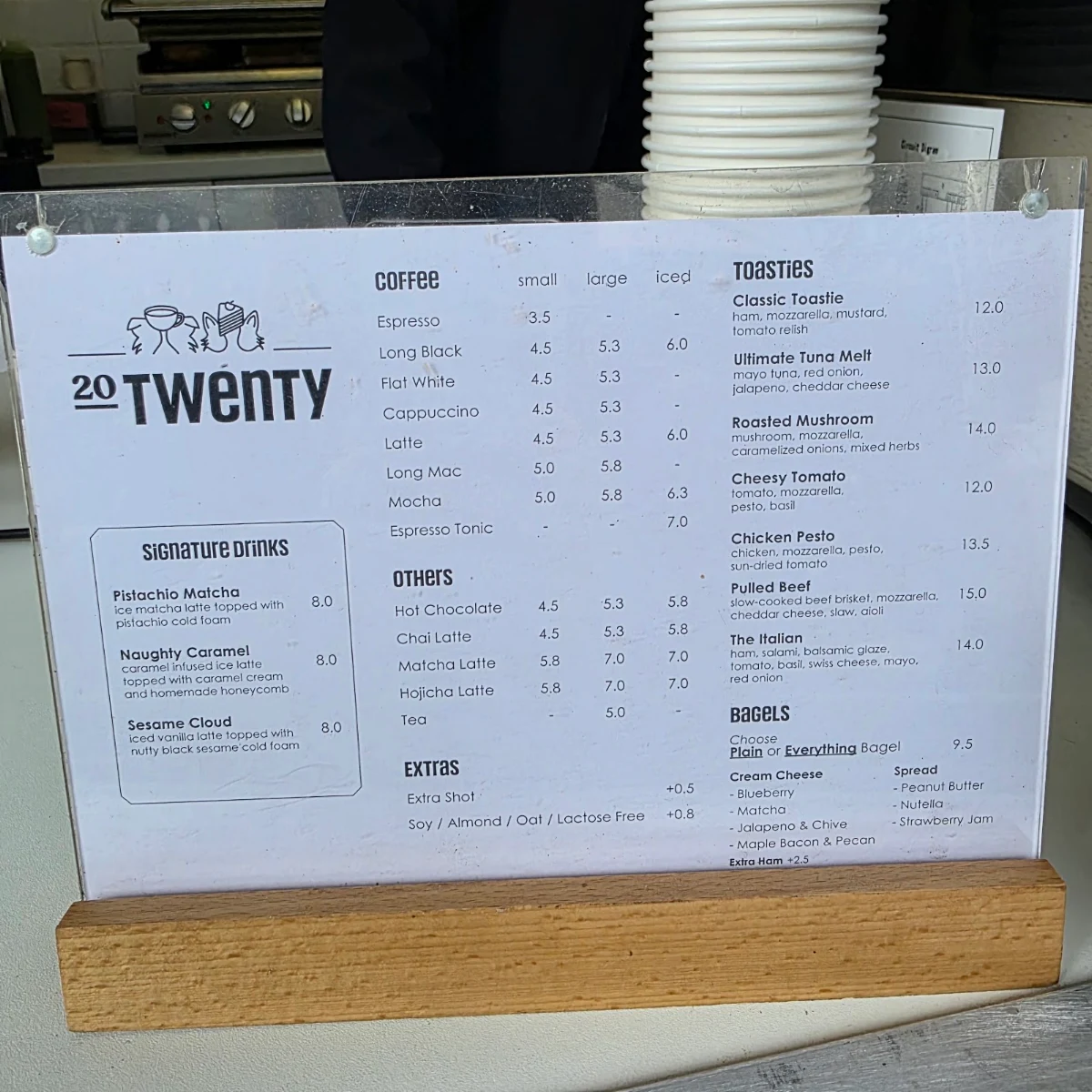 Menu, 20 Twenty Cafe