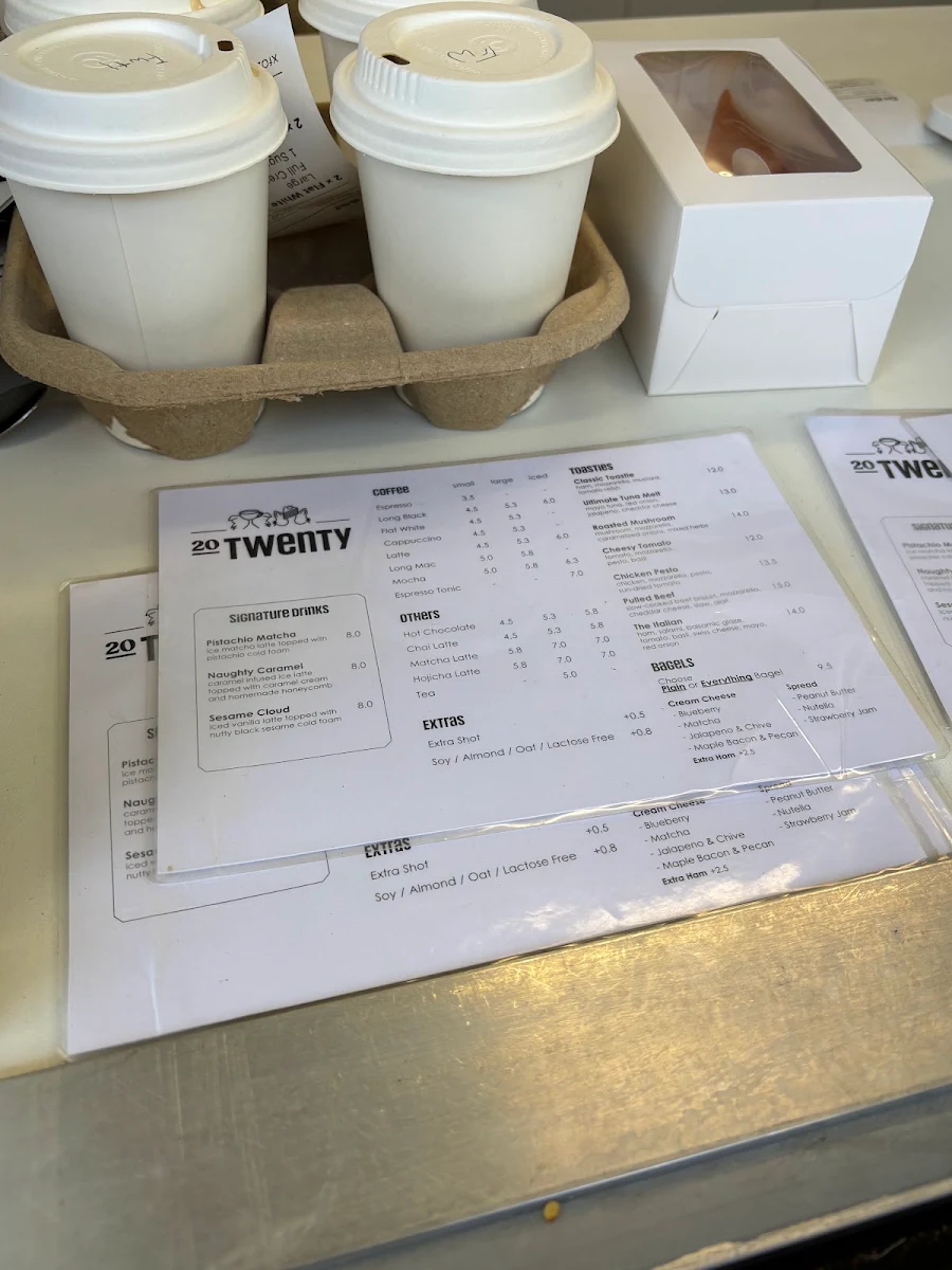 Menu, 20 Twenty Cafe