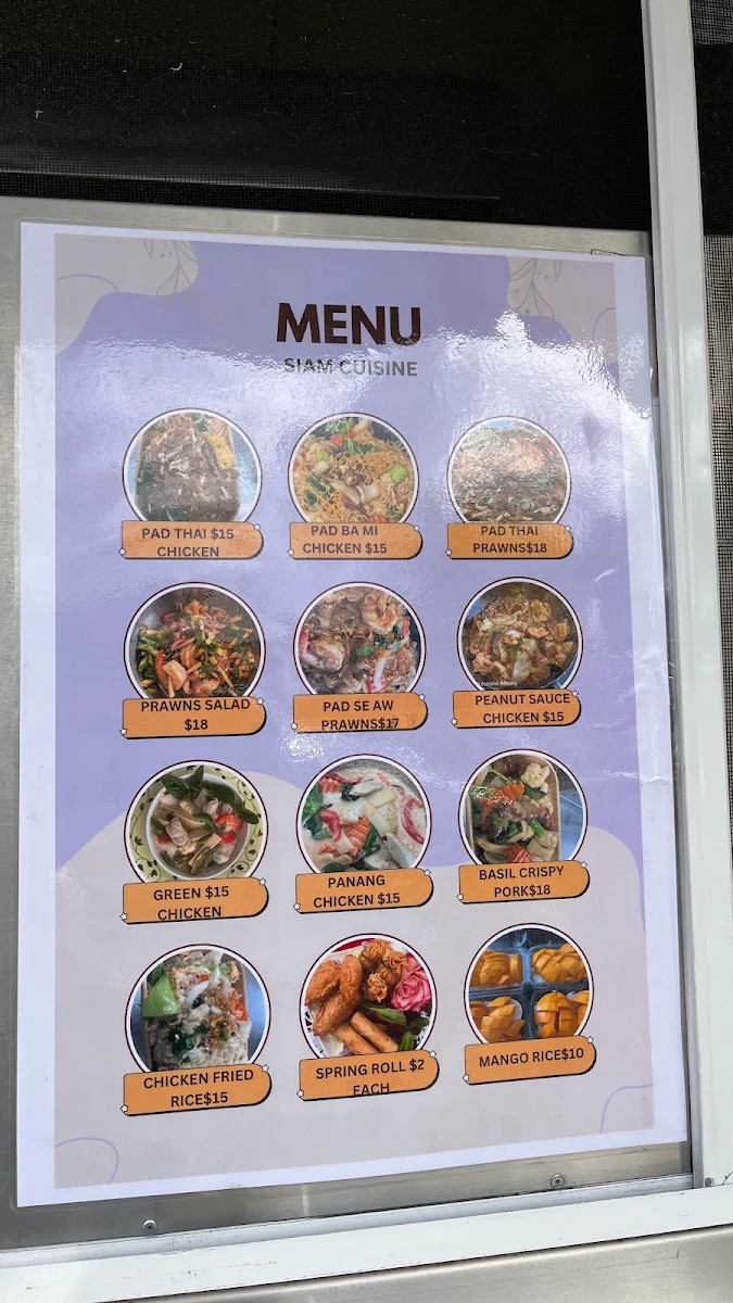 Menu, Siam cuisine