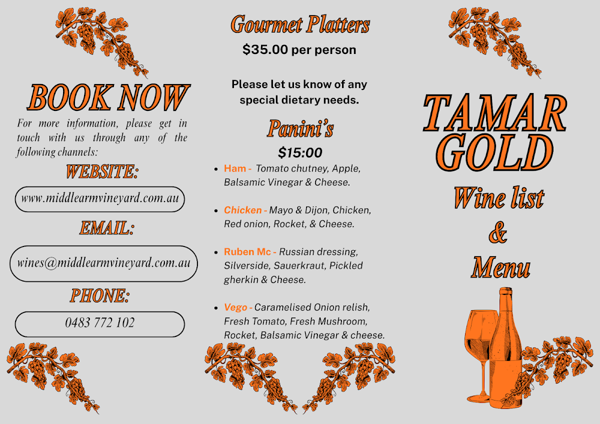 Menu, Tamar Gold