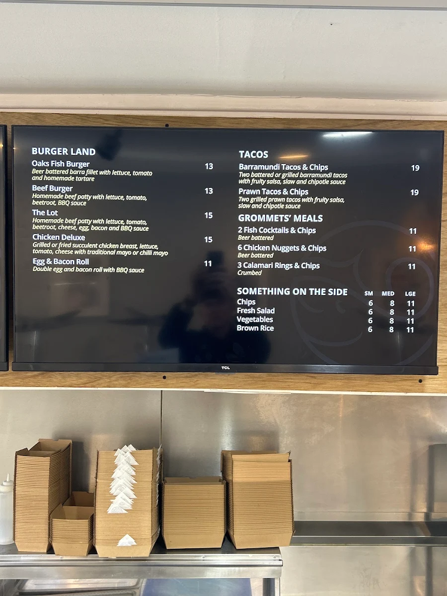 Menu, Seafood on Oaks