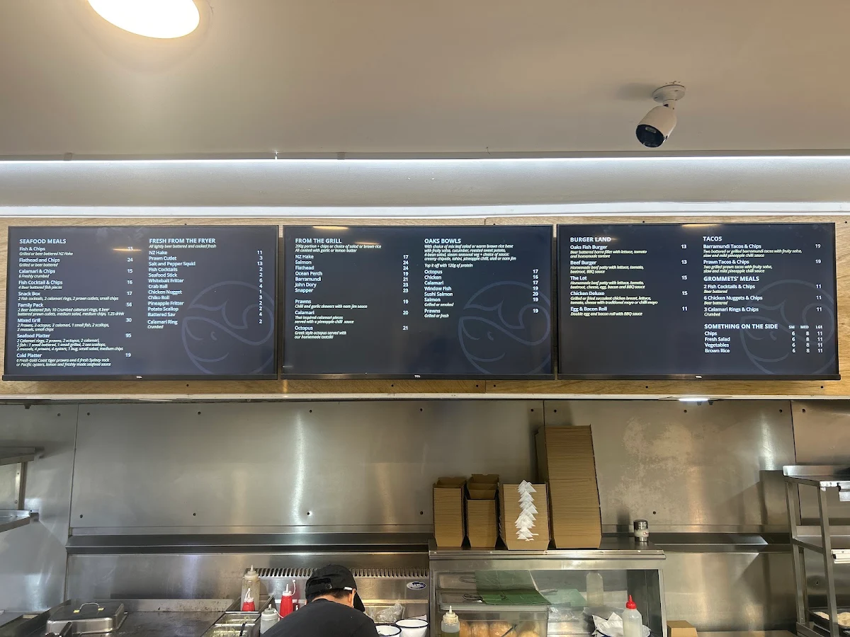 Menu, Seafood on Oaks