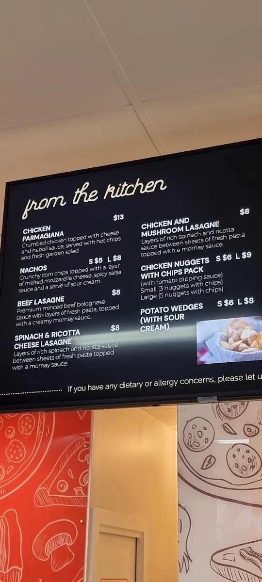 Menu, Newlands Pizza