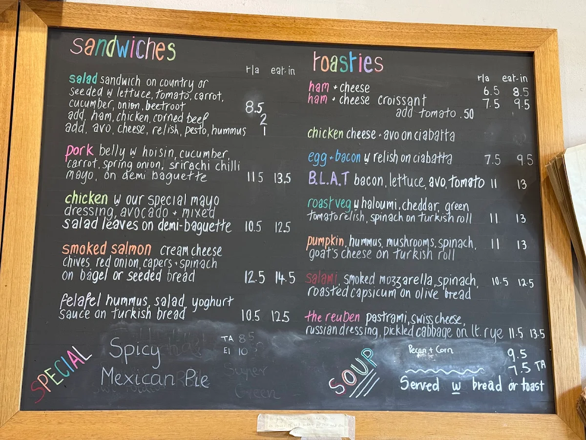 Menu, The Honey Thief Bakery