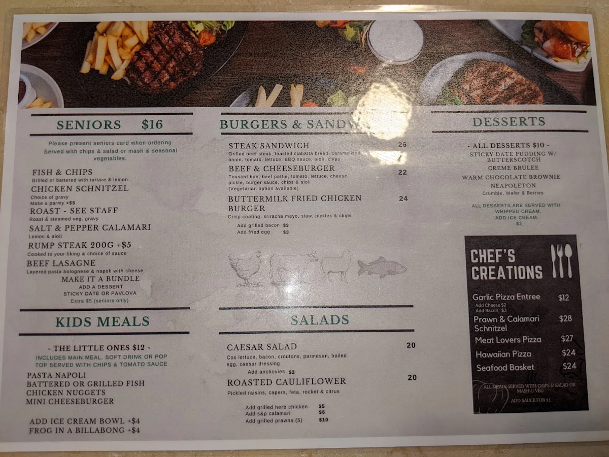 Menu, Pub Lane Tavern