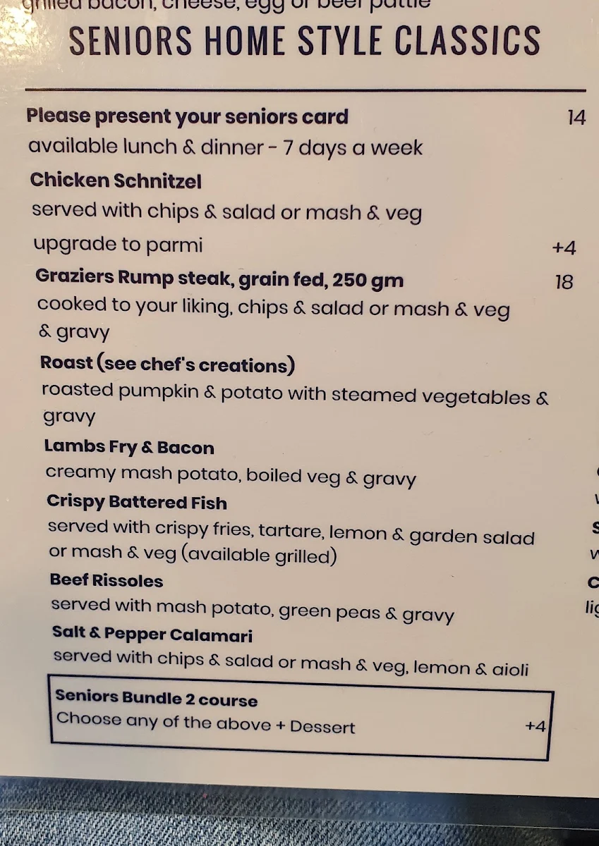 Menu, Pub Lane Tavern