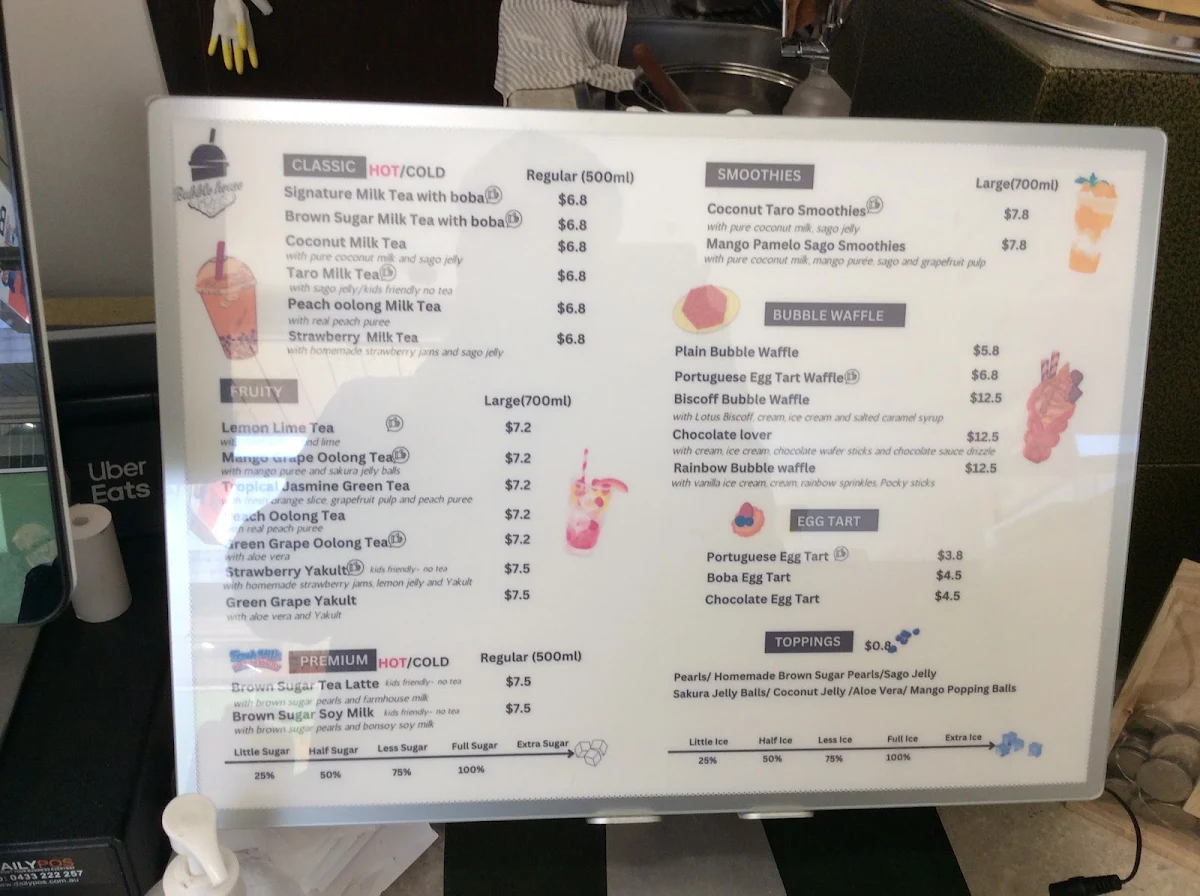 Menu, Bubble House