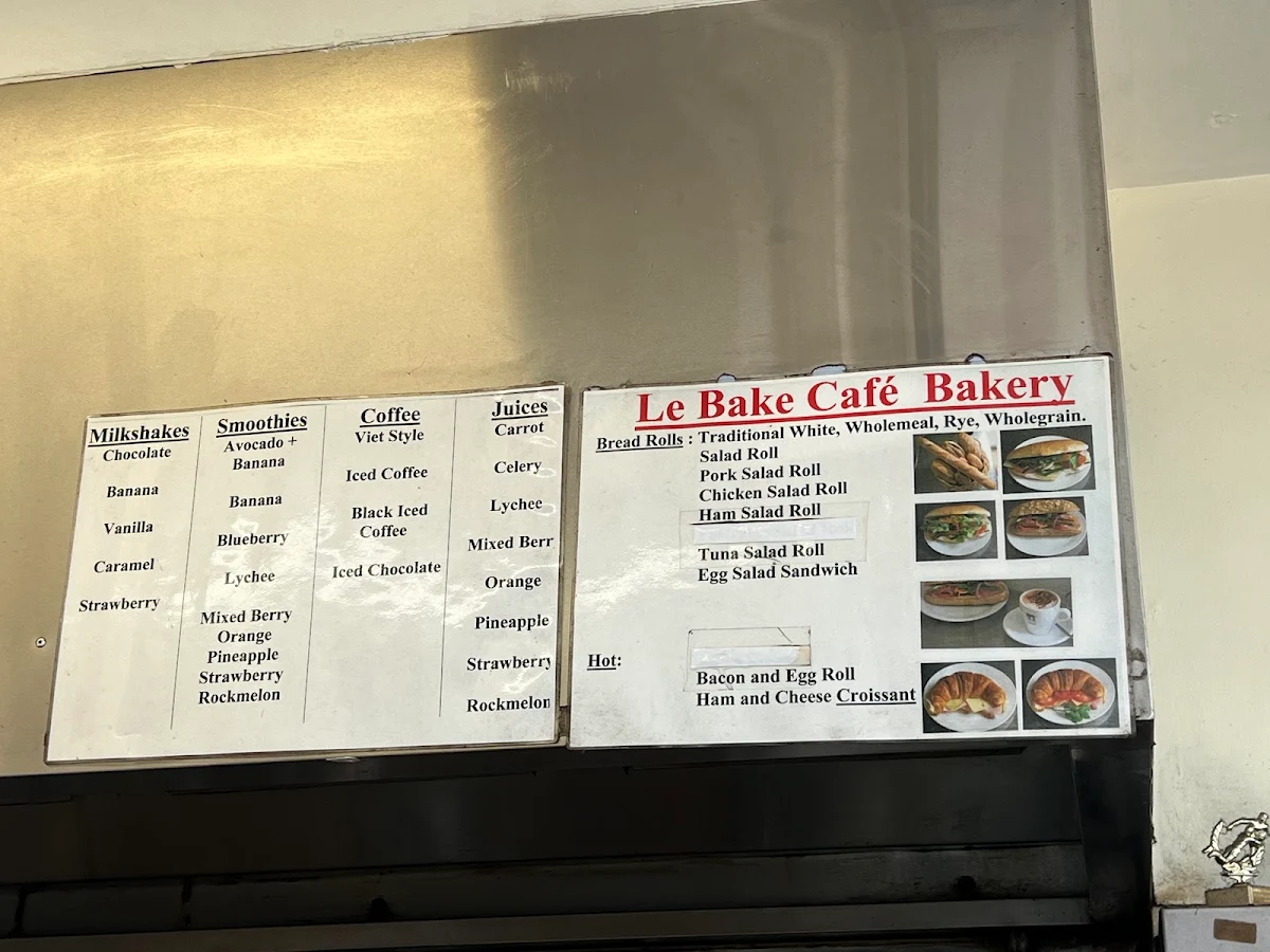 Menu, LeBake Bakery & Cafe