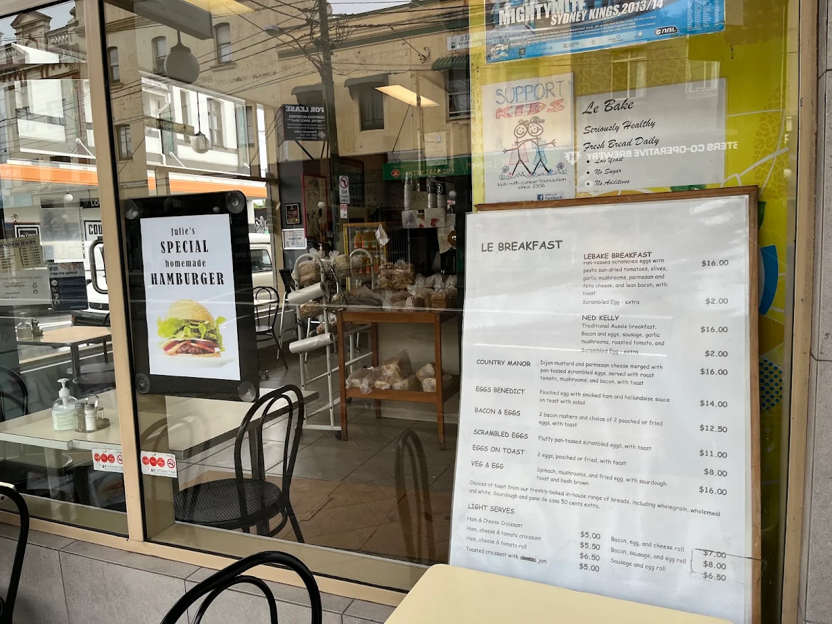 Menu, LeBake Bakery & Cafe